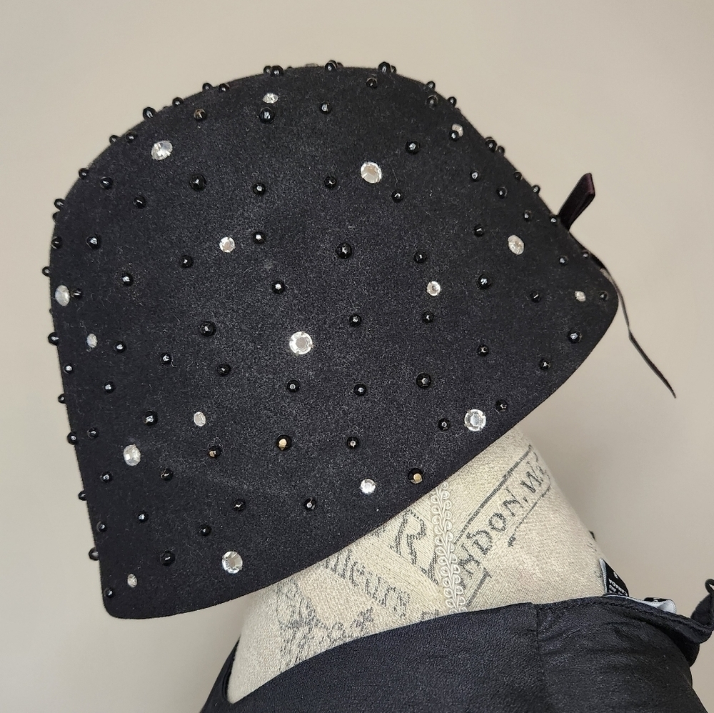 Vintage Bead Rhinestone Cloche Hat